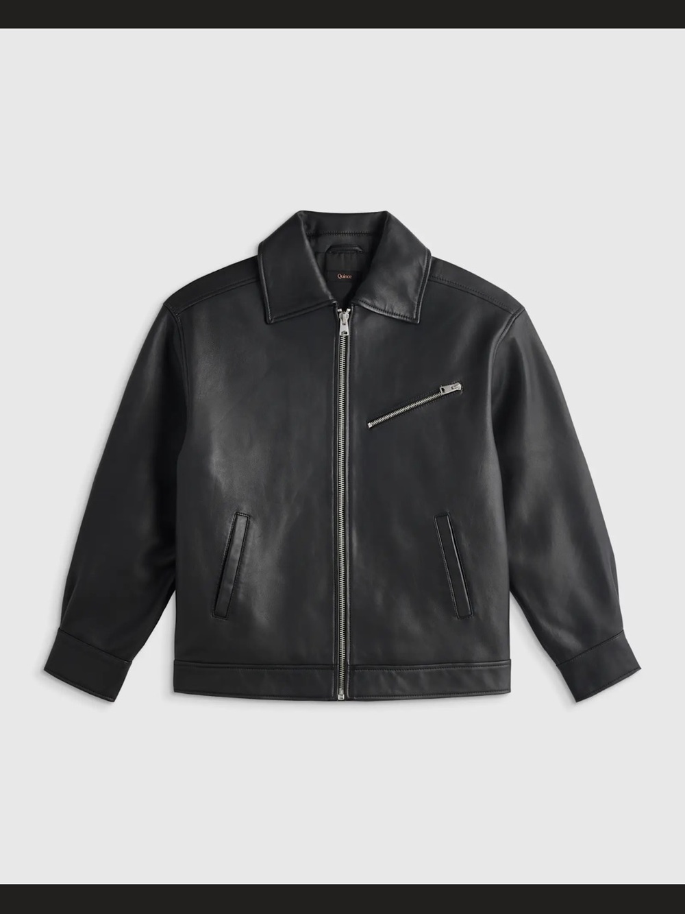 Quince Women’s Genuine Leather Bomber Jacket - Black